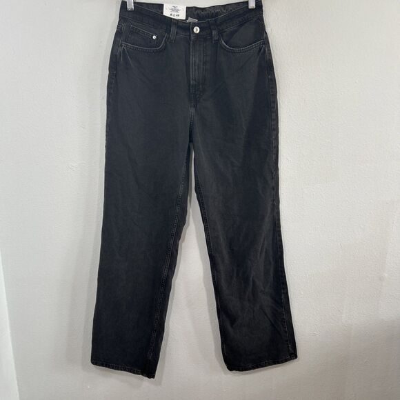HM Denim Jeans Womens 6 Charcoal Curvy Fit Wide Couple Large Baggy Y2K 90s - Picture 1 of 7